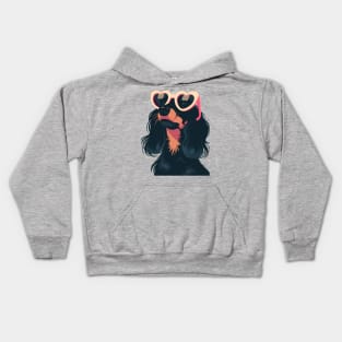 Adorable Dachshund with Heart Sunglasses Kids Hoodie